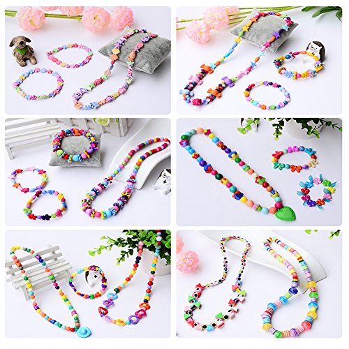 EWPARTSES 24 Clases Abalorios Perlas de Resina Acrílica Cuentas Redondas Abalorios Colores Piedras para Pulseras Joyas DIY Manualid para niños niña Regalo Pulsera DIY Haciendo Kit (Retro Style)