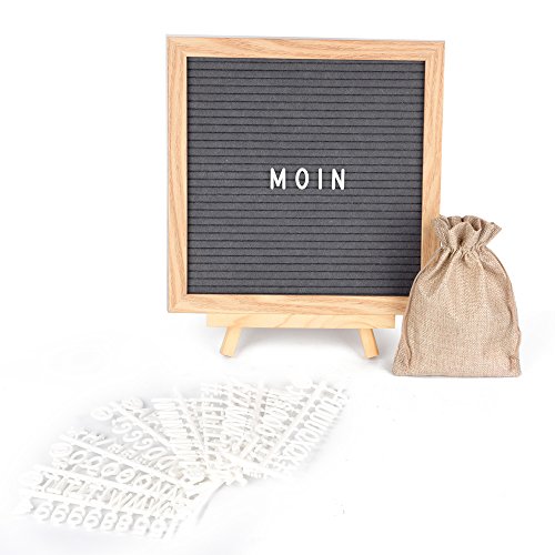 ewtshop Letter Board de madera y fieltro – Letras pizarra con 170 letras blancas y números – Diseño retro