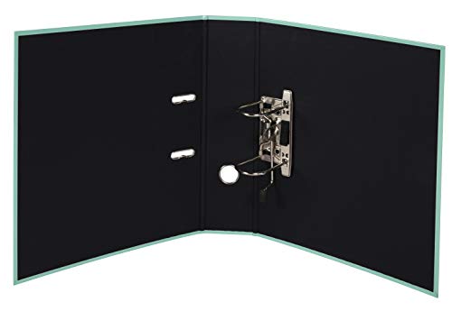 Exacompta 53568E Aquarel Prem'Touch - Archivador de palanca con tapa de cartón forrado e interior negro, lomo de 8 cm, A4, color verde pastel