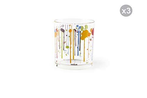 Excelsa Dripping - Juego de 3 vasos de agua, cristal