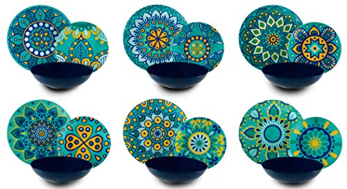 Excelsa Mandala Mediterraneo Vajilla de 18 piezas, Porcelana, multicolor