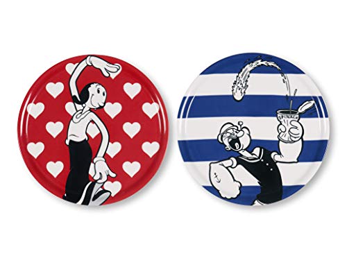 Excelsa Popeye & Olivia - Juego de 2 platos para pizza, porcelana, azul