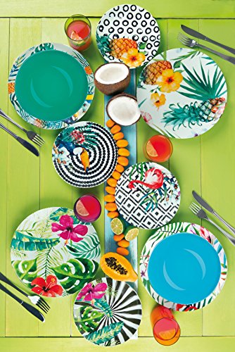 Excelsa Tropical Chic - Vajilla de 18 piezas, porcelana, multicolor