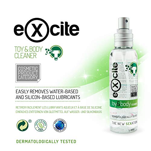 EXCITE Limpiador desinfectante de accesorios íntimos y copa menstrual. Antibacteriano y antiséptico con Aceite de Árbol de Té. Sin alcohol ni sulfatos. 100ml