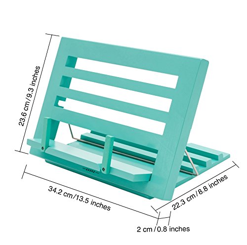 Exerz Soportes para Libros de Cocina/Soporte de Madera para Leer Libros de Cocina/Soporte para Recetario de Cocina Sostenedor para Libros- Ajustable/para Libros iPad Tabletas- 34x24 x2cm (Azul)