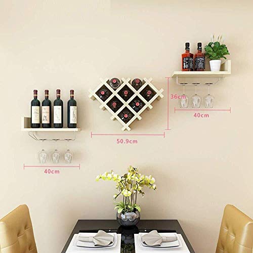 Expositor De Vino Estante De Vino De Madera Maciza For El Hogar, Estante De Pared Se Puede Colgar Seis Copas Portavasos De Diseño Innovador GMING (Color : B)