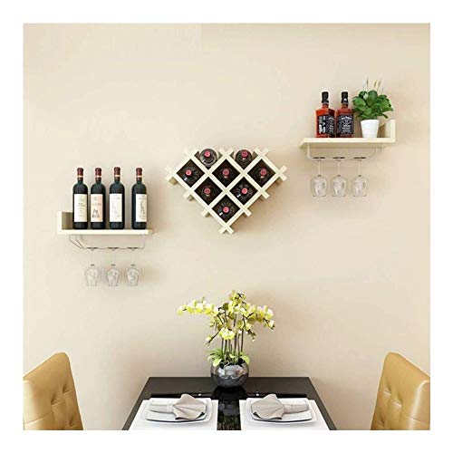 Expositor De Vino Estante De Vino De Madera Maciza For El Hogar, Estante De Pared Se Puede Colgar Seis Copas Portavasos De Diseño Innovador GMING (Color : B)