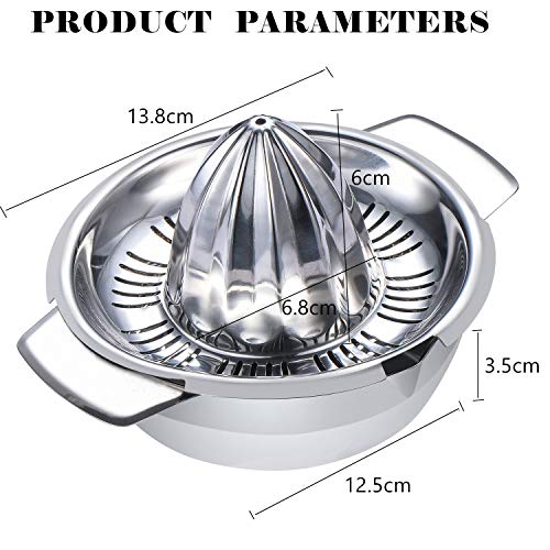 Exprimidor Manual de Acero Inoxidable 304 con Recipiente de 300ML, Ø 12,5 cm, Citrus Juicer de Mano Portátil para Naranja Limón Lima Cítricos Pomelo, Apto para Lavavajillas