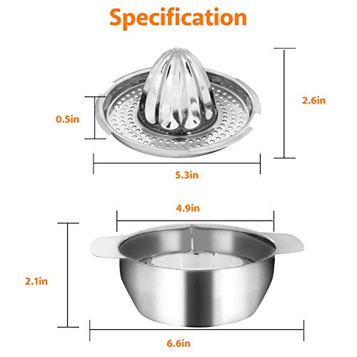 Exprimidor manual de acero inoxidable, Exprimidor de cítricos, Exprimidor manual, Exprimidor de naranjas, lima y frutas con colador para exprimidor de tazones