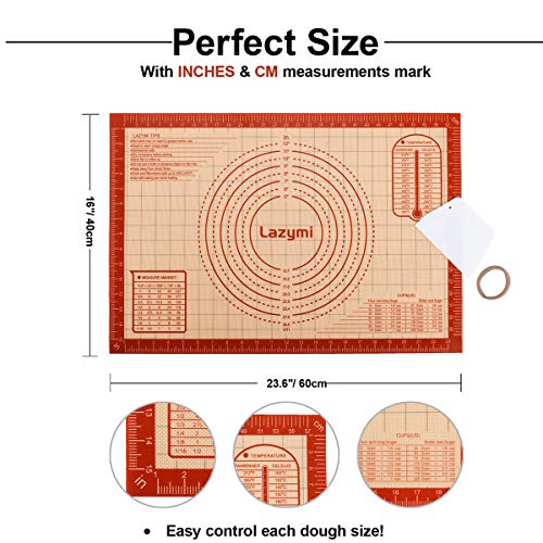 Extra grueso Tapete de silicona antiadherente para hornear con Medidas 40×60cm, Tapetes para amasar, Estera para pastelería Fondant Pasta Pizza Pan Pastel Galletas, Resistente al calor, Reutilizable