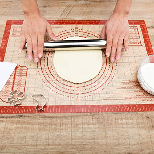 Extra grueso Tapete de silicona antiadherente para hornear con Medidas 40×60cm, Tapetes para amasar, Estera para pastelería Fondant Pasta Pizza Pan Pastel Galletas, Resistente al calor, Reutilizable