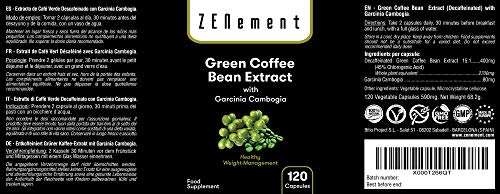 Extracto de Café Verde Natural con Garcinia Cambogia pura, 120 cápsulas, para perder peso, quemar grasas y disminuir el apetito, No GMO, 100% Natural