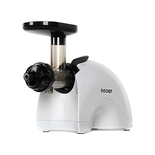 Extractor de jugos lentos BioChef Gemini Twin Gear (Doble Tornillo) - El MEJOR extractor de jugos lentos | El zumo más puro y saludable, SIN PULPA | 20 años de GARANTÍA*(Blanco)