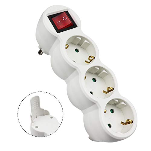 Extrastar adaptador plano con interruptor y tres enchufes schuko. 16A/250V~ MAx.3680W