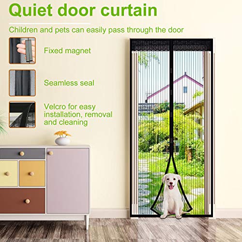 Extsud Mosquitera Magnética para Puertas 120 x 220cm Cortina Protección contra Insectos para Puerta de Balcón Sala de Estar Puerta de Patio Pegado sin Taladrar, Negro