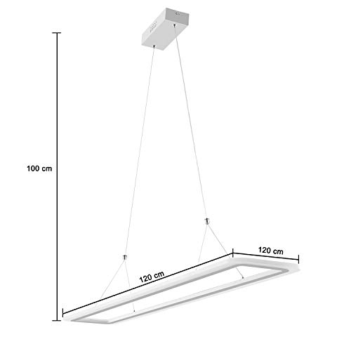 EYLM Lámpara de techo con luz LED regulable, luces colgantes de luz de lámpara ajustable en altura, con aplicación móvil y control remoto para el comedor, sala, oficina, cocina, restaurante