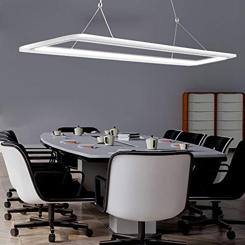 EYLM Lámpara de techo con luz LED regulable, luces colgantes de luz de lámpara ajustable en altura, con aplicación móvil y control remoto para el comedor, sala, oficina, cocina, restaurante