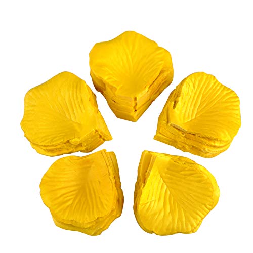 eZAKKA Confeti de Pétalos de Rosas en Seda, Perfectos para Decorar tus Fiestas, Bodas, Celebraciones Tradicionales Y Mucho Más, Pack de 1000 pcs, Color Amarillo