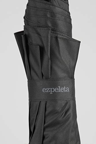 EZPELETA Paraguas Golf Grande y Plegable. Antiviento y con fugaviento. Abre-Cierra automático con puño Recto. Tejido Liso Negro - Negro - Negro