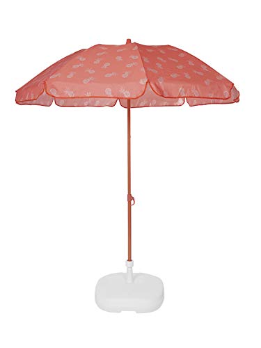 Ezpeleta Sombrilla de Playa|Sombrilla terraza|Parasol Plegable|Protección Solar UPF 50+|Incluye Funda|Tejido Estampado y Barra de Colores|Tejido Estampado (Piñas Naranja)