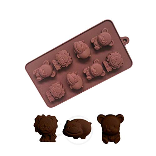 F-blue Molde 8 Rejilla 3D Hippo Oso león DIY de la Torta del Molde del Molde de Pastel León 8 Small Animal Jalea de Chocolate para Hornear Utensilios de Cocina jabón de Bricolaje