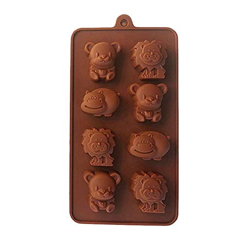 F-blue Molde 8 Rejilla 3D Hippo Oso león DIY de la Torta del Molde del Molde de Pastel León 8 Small Animal Jalea de Chocolate para Hornear Utensilios de Cocina jabón de Bricolaje