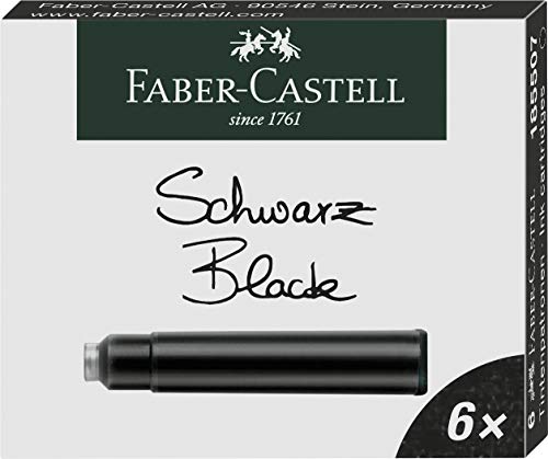 Faber-Castell - Vaso de tinta, color Negro Tintenpatrone Standard 6er