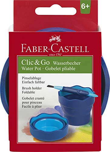 Faber-Castell - Vaso para el agua Clic & Go plegable fácil de guardar, color azul (181510)