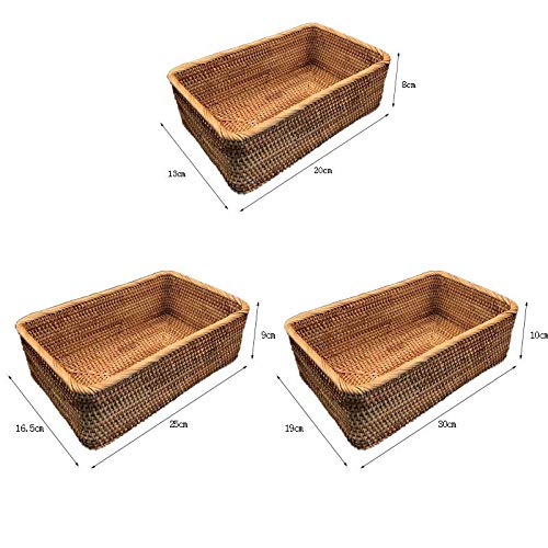 Fablcrew - Cesta de mimbre rectangular para frutas, verduras, pan o galletas, L, 30*19*10CM