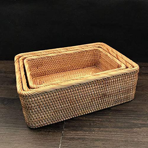 Fablcrew - Cesta de mimbre rectangular para frutas, verduras, pan o galletas, L, 30*19*10CM