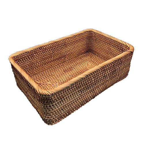 Fablcrew - Cesta de mimbre rectangular para frutas, verduras, pan o galletas, L, 30*19*10CM