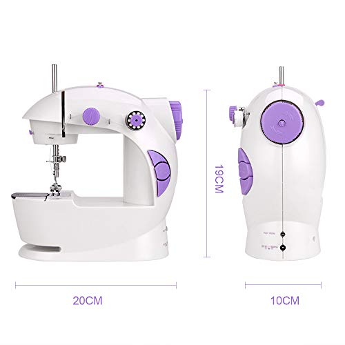 Faburo Mini Máquina de Coser Eléctrica con Lámpara, Máquina de Coser Eléctrica Doméstica con Bastidor de Expansión y Carretes y Clip de Costura Hilo