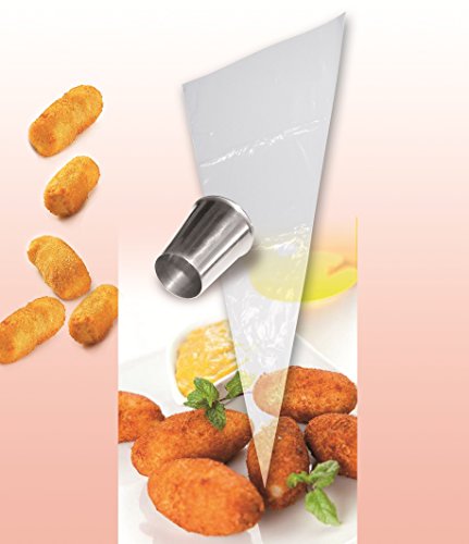 Fackelmann Kit Croquetas 10 mangas de desechables y 1 boquilla acero inox. Transparente e inox. 55x33cm.10ud.