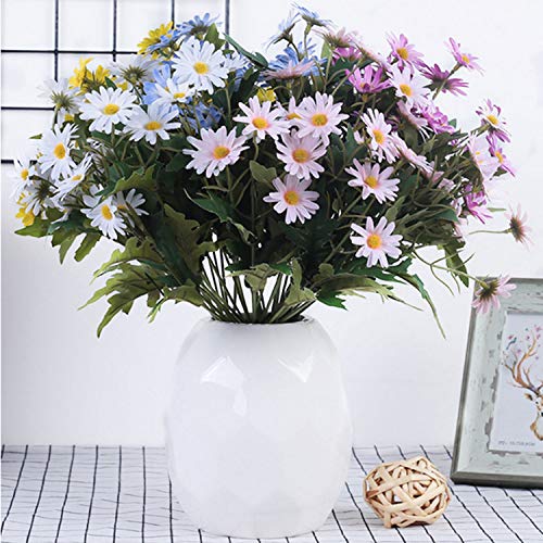 FagusHome Artificial Daisy Flowers - 3 Ramos de Seda Daisy Bouquets Flores Artificiales Fake Gerbera Daisy Flower Faux Plants Flores para la decoración del hogar (Multicolor)