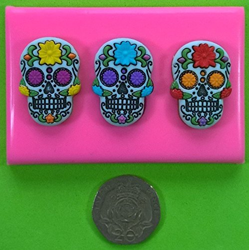 Fairie Blessings - Molde de Silicona para decoración de Tartas y Cupcakes, diseño de Calavera de azúcar Mexicana (Dia de los Muertos/Esqueleto/gótico)