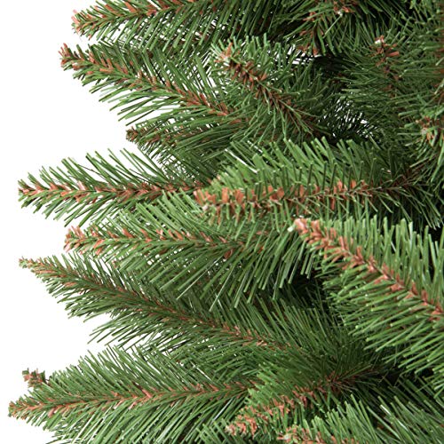 FairyTrees Árbol de Navidad Artificial, Pícea Natural, Tronco Verde, PVC, Soporte de Madera, 180cm, FT01-180