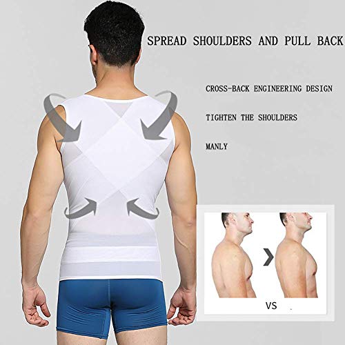 Fajas camisa de los hombres adelgaza la talladora del cuerpo de 2 Piezas sin fisuras chaleco de los hombres de malla transpirable elástico sin mangas Fajas Body Sculpting Undershirt 3 líneas de gancho