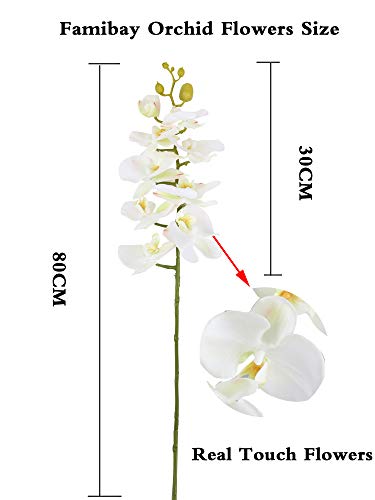 Famibay Blanca Flores Artificial Orquideas Rama de Orquídeas Boda Flores Decorativa Interior 2PCS