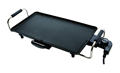 Family Care Plancha de Asar eléctrica, Grill eléctrico, 1800 W, revestimiento antiadherente, bandeja recogegrasas, 55x31cm