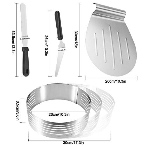 Familybox Molde Cortar Tarta Circular Retráctil Capas Cortar los Pasteles, Acero Inoxidable Conjunto Mousse Molde Ø26-28 x 8 cm