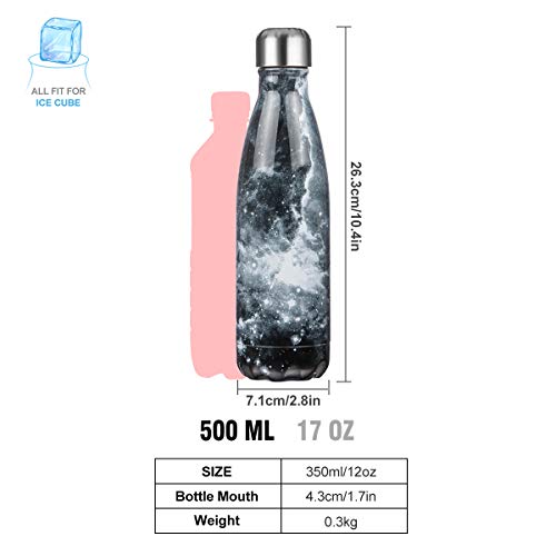 Fancytimes 350/500/750ml Botella de Agua Acero Inoxidable, Aislamiento de Vacío de Doble Pared, Estanqueidad, sin Fugas, Reutilizable para - para Correr, Gimnasio, Yoga, Ciclismo