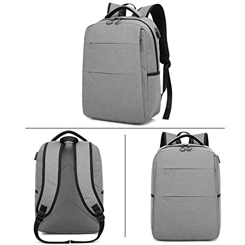 FANDARE Mochila para portátiles, 15.6 Pulgadas Mochila USB Mochila de Portátil Bolso, Impermeable Bolsa Viajes para Colegio Viaje Negocios, Hombre/Mujer, Impermeable Poliéster Gris