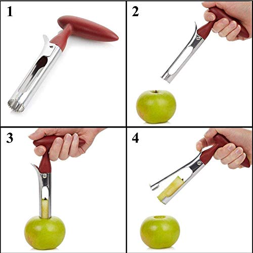 FANDE 2 pcs Descorazonador de Manzanas, Descorazonador de Manzanas de Acero, Acero Inoxidable Manzana o Pera Remover la Base de la Herramienta para el Hogar y la Cocina con Filo Afilado Hoja, Rojo.