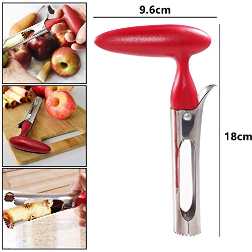 FANDE 2 pcs Descorazonador de Manzanas, Descorazonador de Manzanas de Acero, Acero Inoxidable Manzana o Pera Remover la Base de la Herramienta para el Hogar y la Cocina con Filo Afilado Hoja, Rojo.