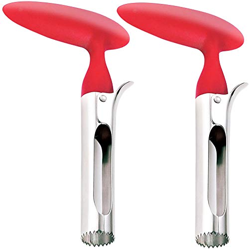 FANDE 2 pcs Descorazonador de Manzanas, Descorazonador de Manzanas de Acero, Acero Inoxidable Manzana o Pera Remover la Base de la Herramienta para el Hogar y la Cocina con Filo Afilado Hoja, Rojo.