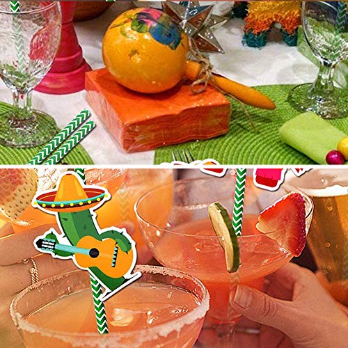 FANDE 36 Pack Fiesta Mexicana pajitas Papel, Pajas de Beber Decoración de Cóctel, Beber reciclables biodegradables | Ideal para cócteles, Bebidas frías y jugos Adecuado para Fiestas.