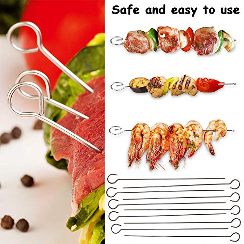 FANDE Brocheta de Barbacoa, 30 Piezas Agujas para Trineo, Pinchos para Barbacoa, Acero Inoxidable Brochetas, Brochetas de Vegetales, Palos de Brochetas 25CM