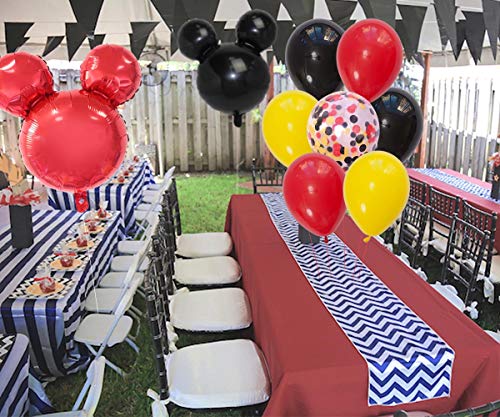 Fangleland Mickey y Minnie Party Decorations Fiesta de cumpleaños de Mickey Mouse con Globos Rojos, Negros y Negros Guirnalda Feliz cumpleaños para niños Cumpleaños de Chicas Baby Shower