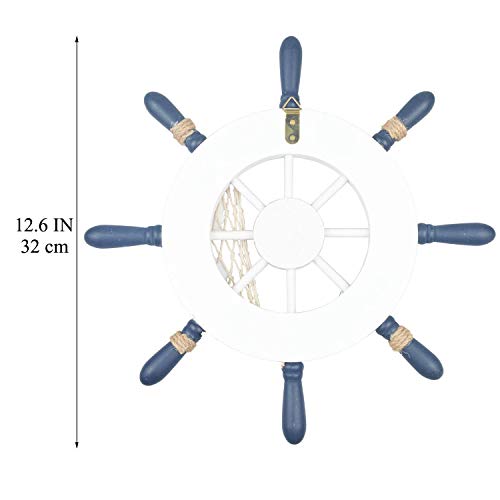 Fangoo 2 Pack 32 CM Rueda de Barco de Madera y 32 CM Ancla de Madera con Cuerda Barco náutico Dirección Timón Decoración de Pared Adorno Colgante de Puerta