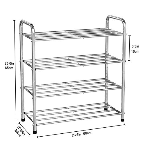 FANHAO Zapatero de 4 Niveles de Acero Inoxidable Versión Mejorada, Organizador de Zapatos, con Capacidad para 12-16 Pares de Zapatos, para Sala de Estar, guardarropa y Pasillo,60 x 26 x 65 cm